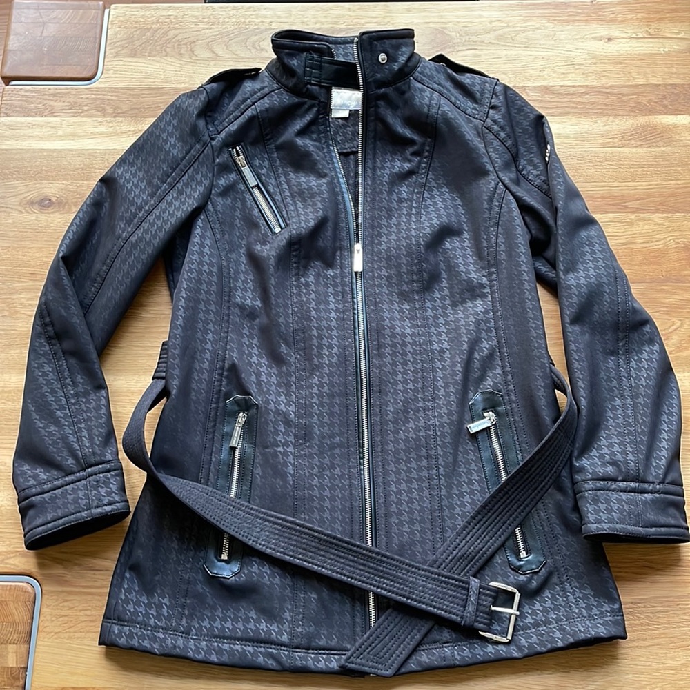 Michael Kors Black Belted Soft Shell Houndstooth … - image 2